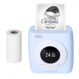 Pocket Printer BT Wireless Thermal Printer Portable Mobile Printer 300dpi for Photo Picture Receipt Memo Note Label Sticker with Clock Function Compatible with Android iOS Windows Mac