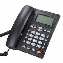 Desktop Corded Telephone Landline Telephone with Caller Identification LCD Screen Adjustable Brightness Black(US Telephone Line)