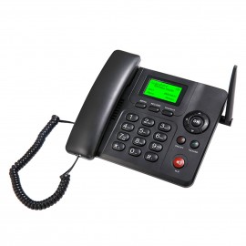 Fixed Wireless Phone Desktop Telephone Support GSM 850/900/1800/1900MHZ Dual SIM Card 2G Cordless Phone with Antenna Radio Alarm Clock SMS Recording Funtion for House Home Call Center Office Company Hotel