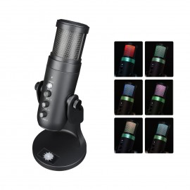 USB Microphone Computer PC Mic Heart-shape directional Condenser Conferencer with Stand Plug and Play Dynamic RGB Lighting Compatible with Windows MacOS for Meeting Streaming Singing Recording Podcasting Gaming